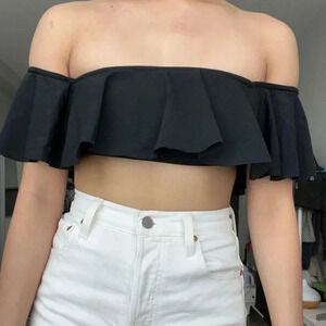 Young & Reckless Bathing Suit Top Off Shoulder and Frill